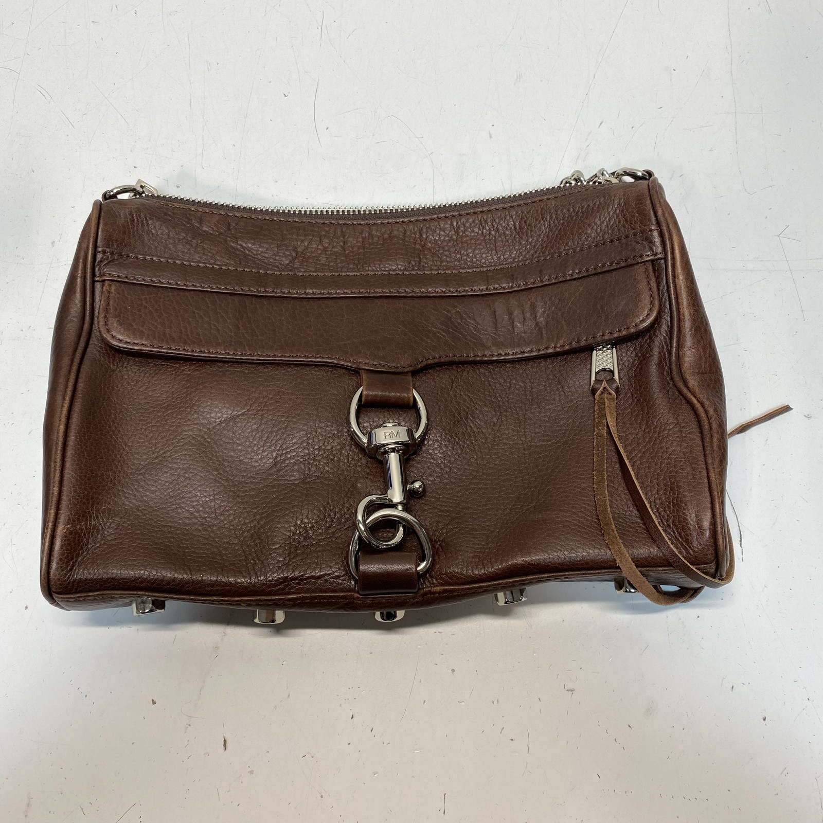 Rebecca Minkoff Brown Leather MAC Crossbody Bag Silver Hardware