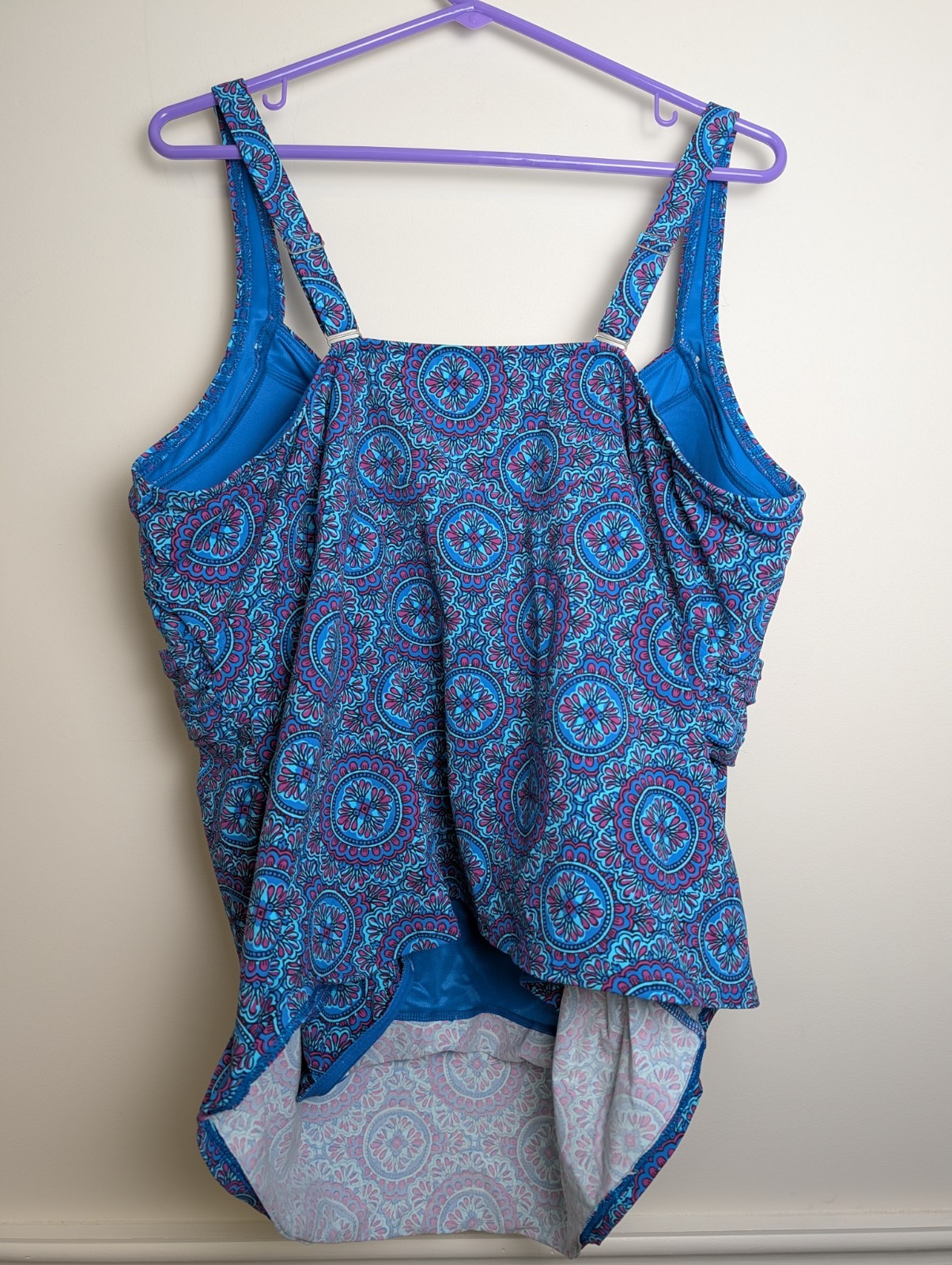 Lands End Tankini Top Swimsuit Top Swimwear Adjustable Straps Built in Bra 22W