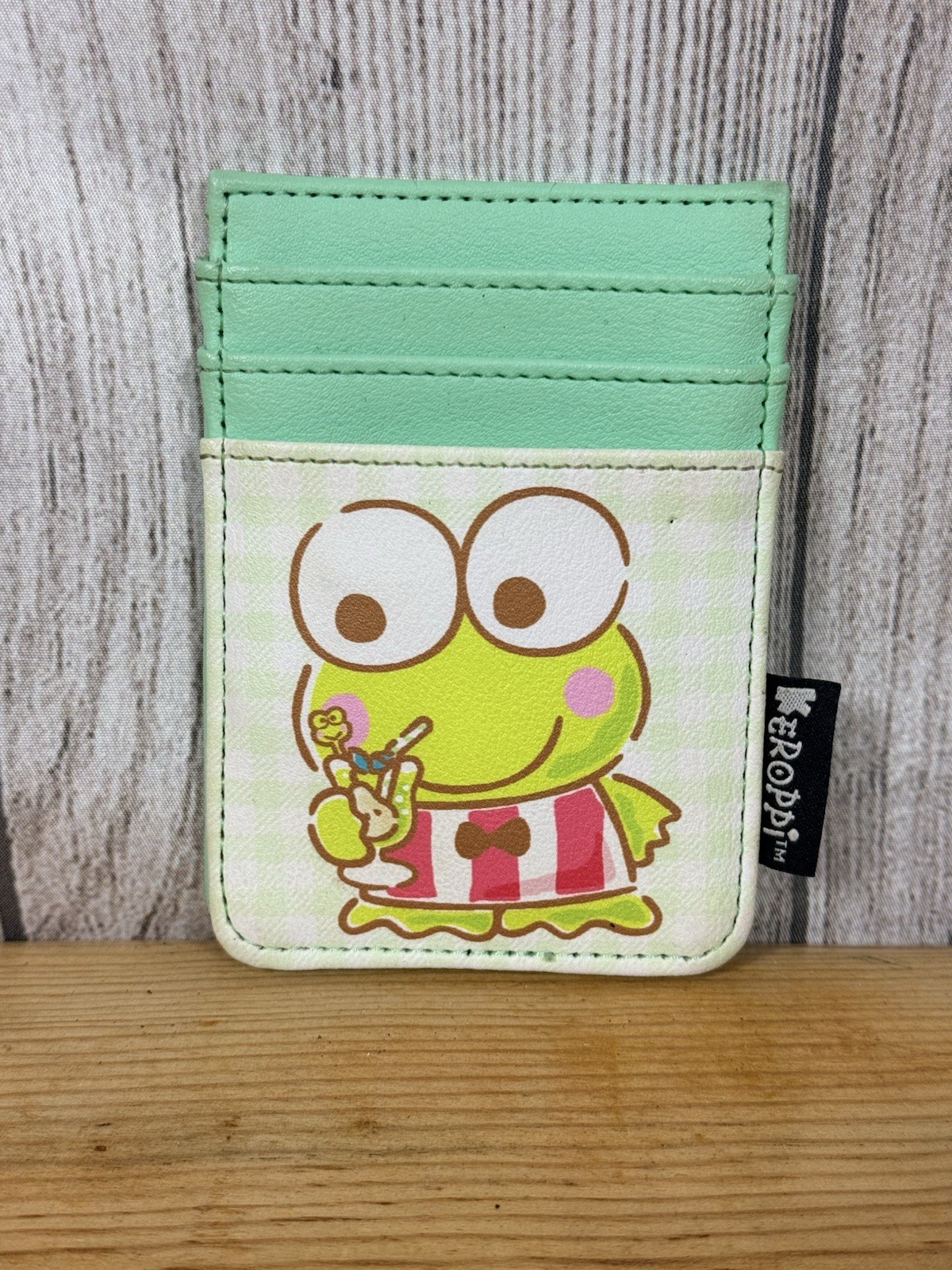 SANRIO Keroppi gingham cardholder