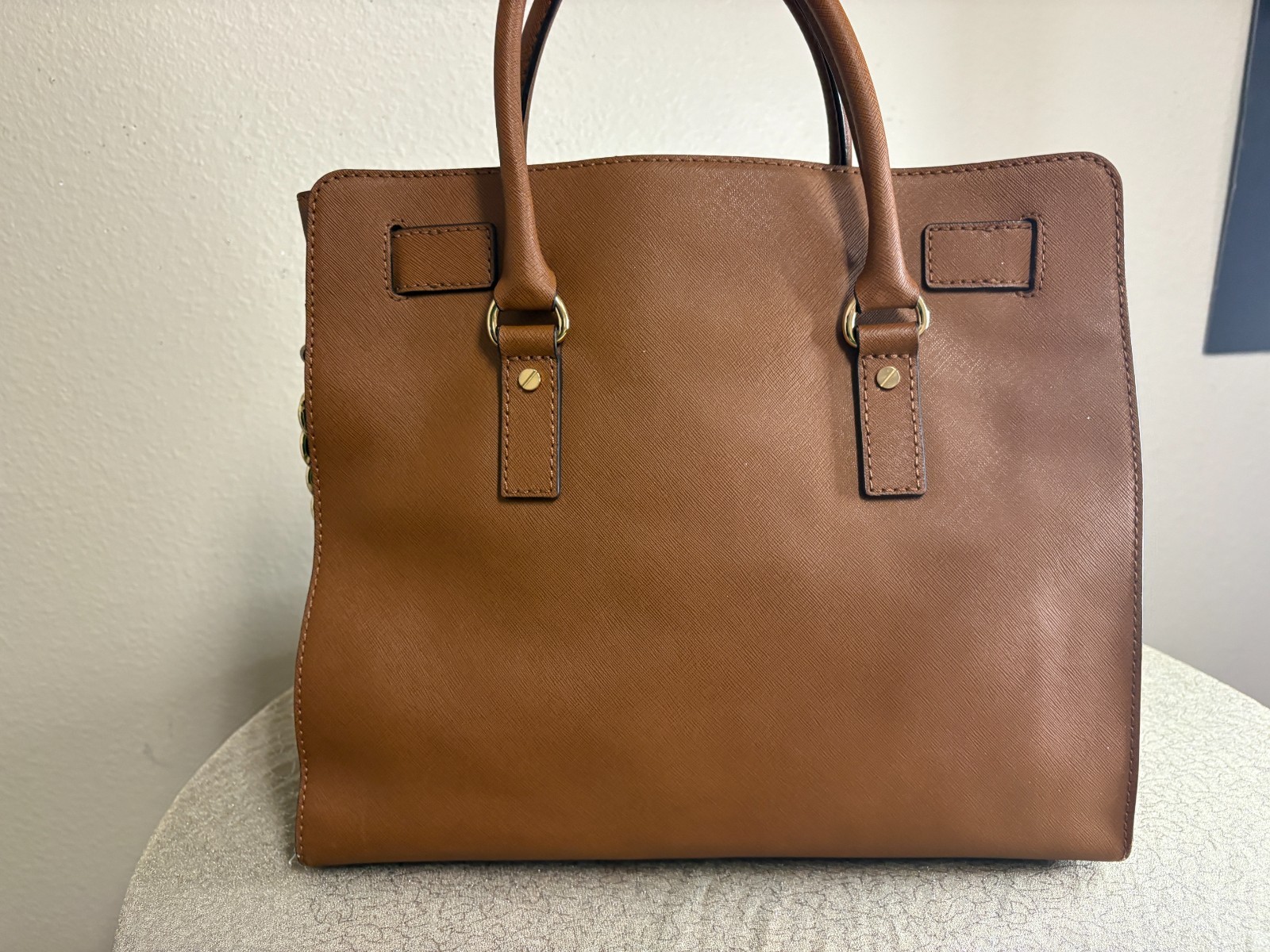Michael Kors Hamilton Brown Leather Satchel Tote Shoulder Bag