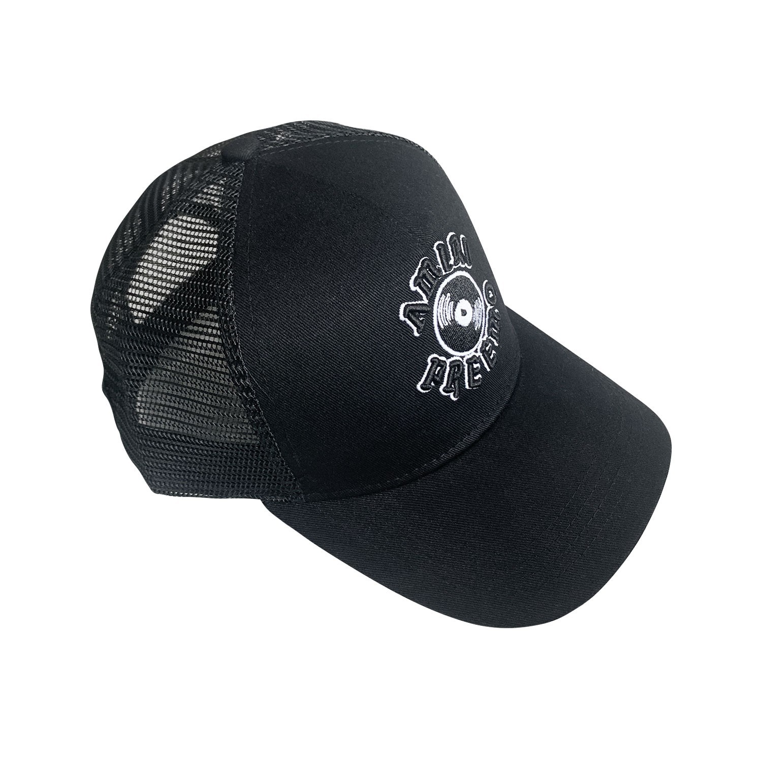 Amiri Unisex Black Mesh Back Cap Circular Text Record Logo Casual Hat