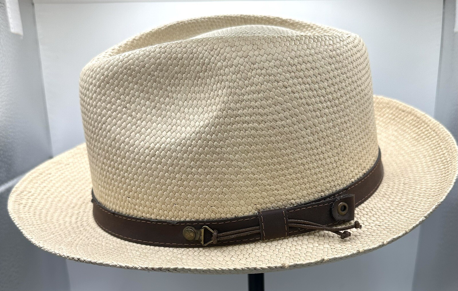Ultrafino Austral Men Panama Straw Hat 7 1/4 Hand Woven Ecuador Toquilla Fedora