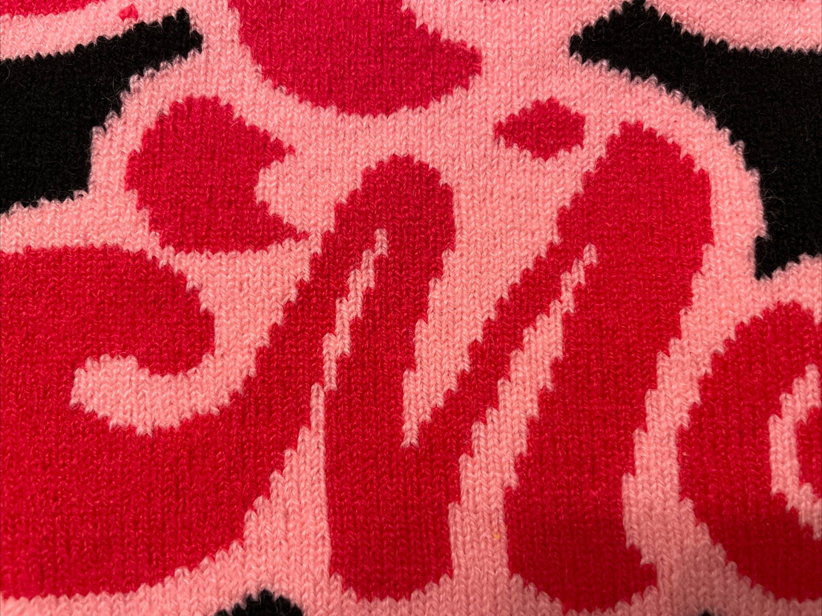 Rich Mob No Cuff Double Layer Knit Skully Beanie Hat Black Hot Pink Acrylic