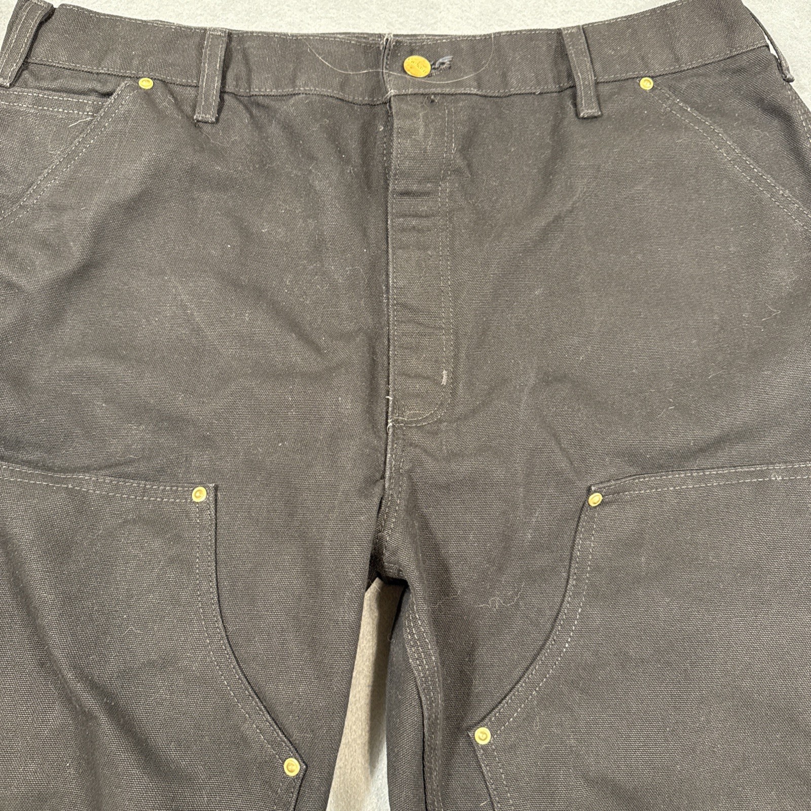 PANTS DOUBLE KNEE Carhartt B01 BLK Dungaree Fit Work Mens 38×30 Black