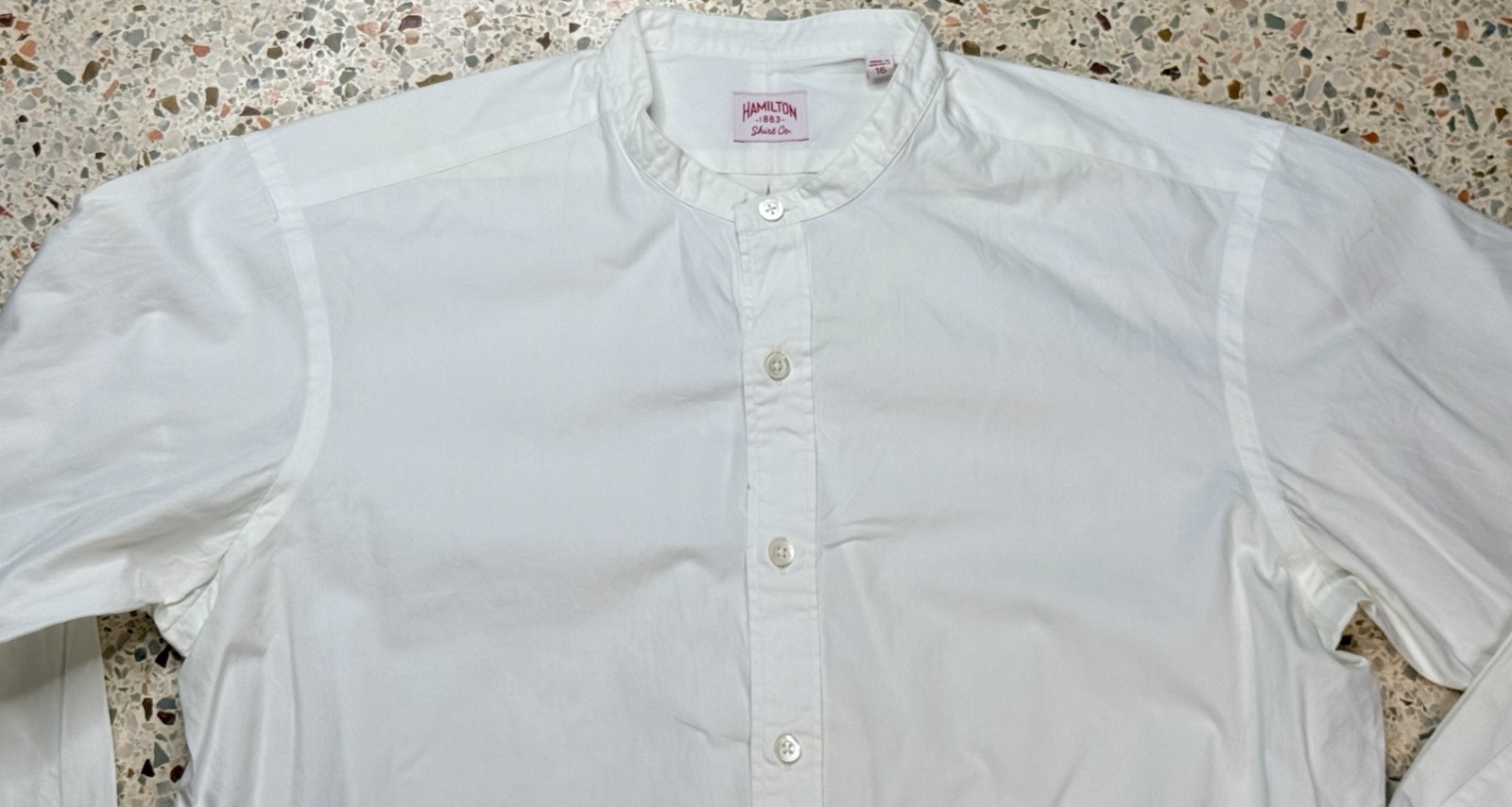 Hamilton 1883 Shirt Co. Men’s Collarless Button Up Long Sleeve Shirt Size 16
