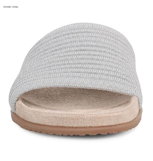 VIONIC Evie Knit Slide Sandal, Vapor Silver (NEW)