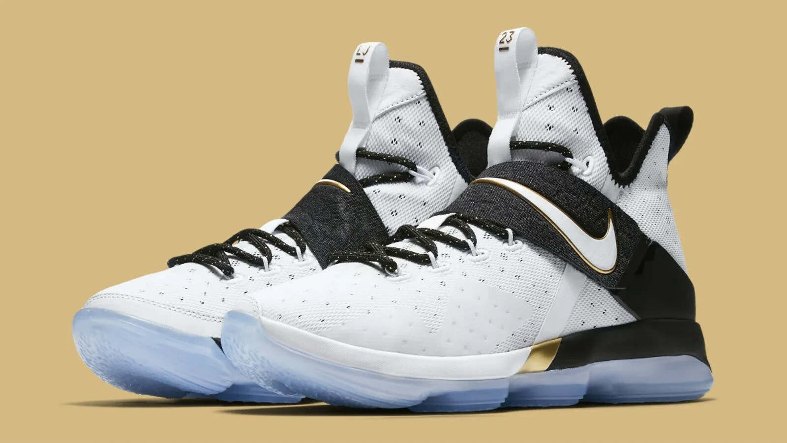 Nike LeBron 14 BHM (2017) Size 10.5 860634-100 BLACK/WHITE-METALLIC GOLD