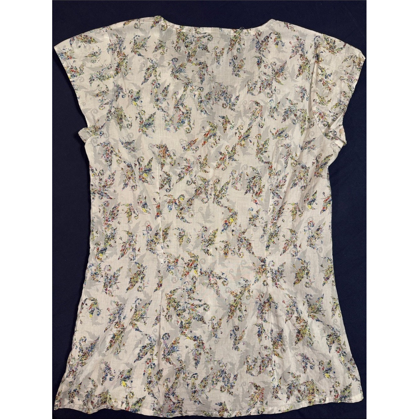 NAF NAF White Multicolor Floral Button-Down Blouse- Beach, Vacation, Summer