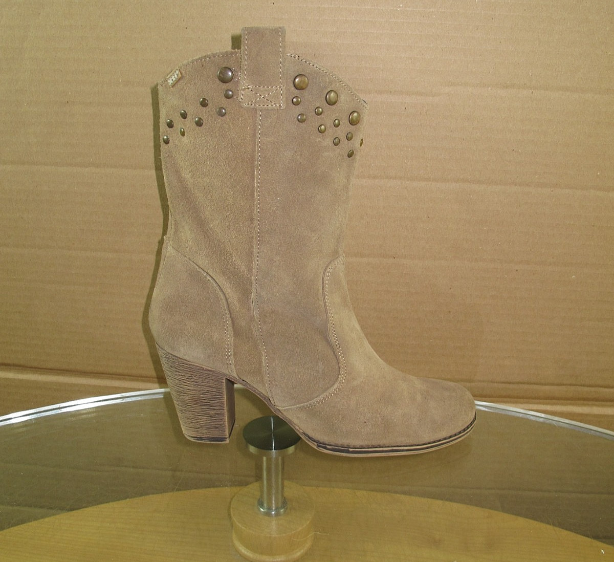 Xti Western Italian Boots High Heel Brown Suede Leather Women’s US Size 8