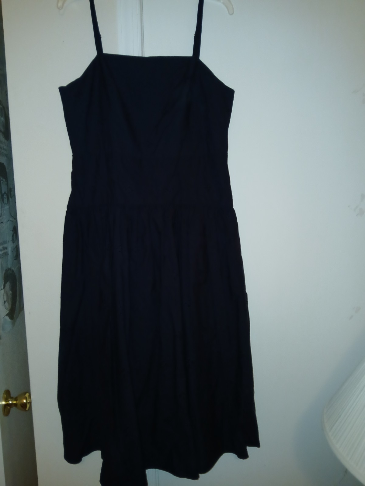 Free Assembly Navy Blue Cotton Eyelet Dress sz M