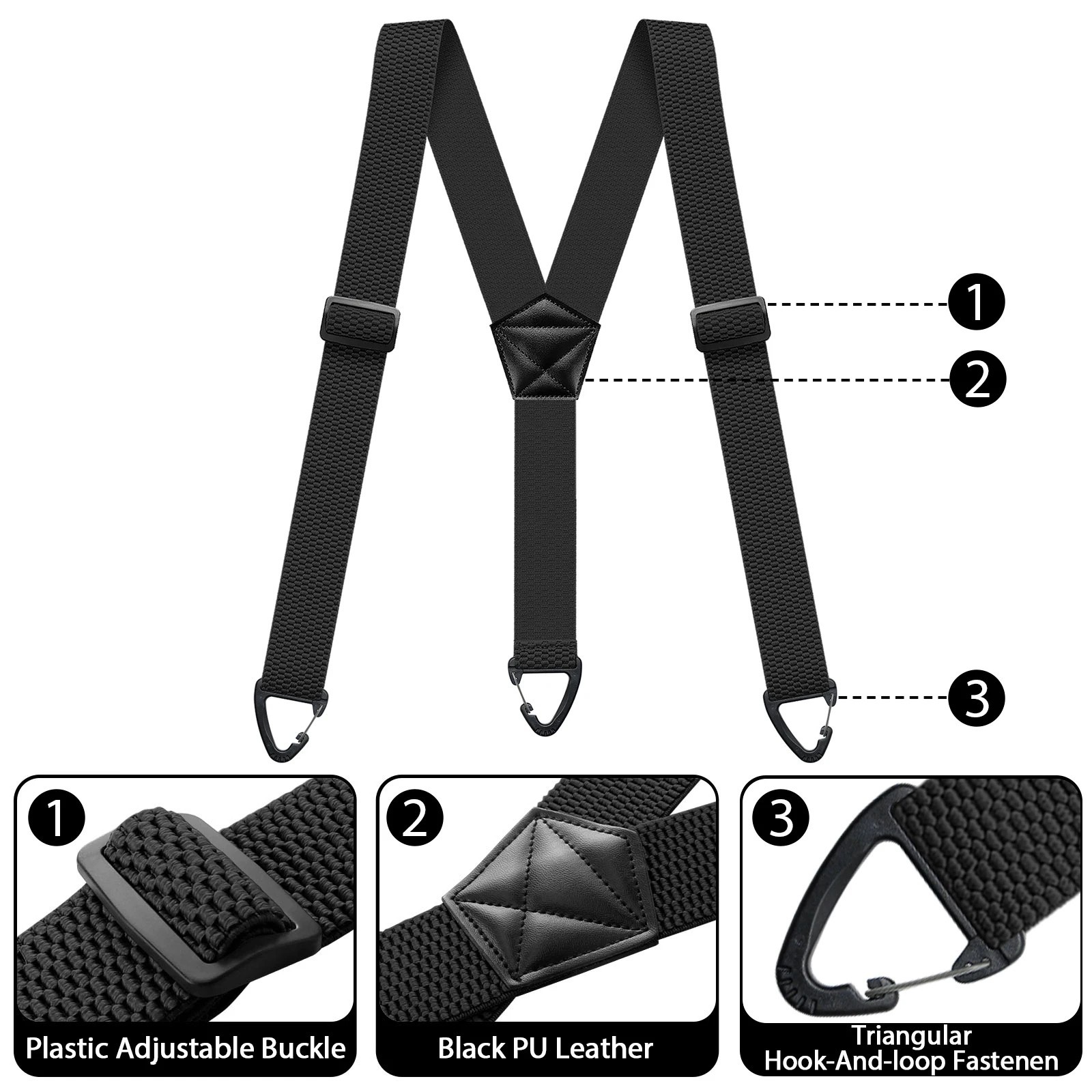 Heavy Duty Elastic Suspenders for Men Trouser Pants Braces Strap Work Belt UK