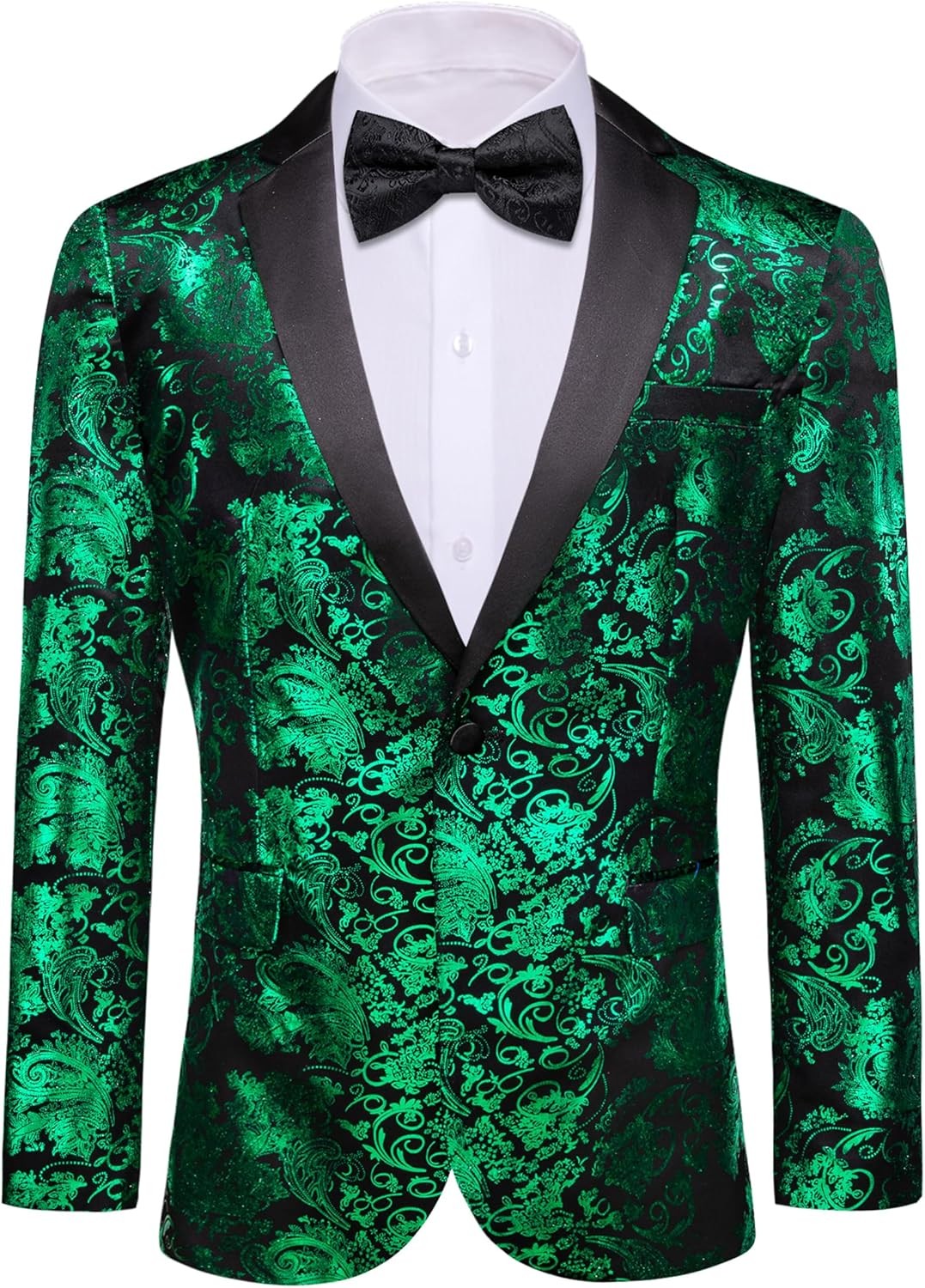 Men’s Floral Paisley One Button Blazer Tuxedo Jacket for Carnival Party Gift