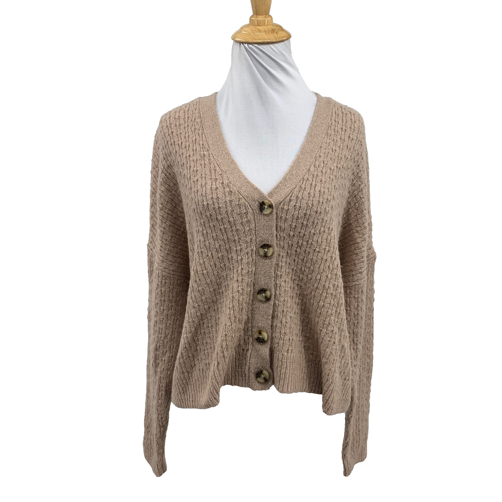Madewell Cardigan Womens M Medium Stone Mayfair Sweater Swingy Fit Supersoft