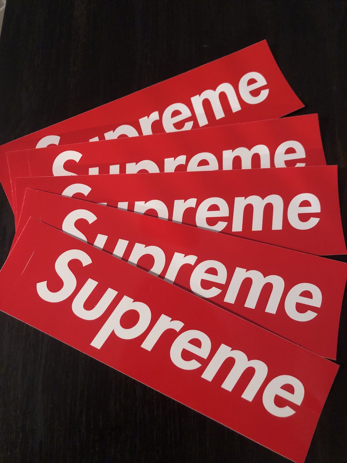 New 5x Supreme Authentic Red Box Block Logo Stickers Lot Pack 8”x2.25” Decals