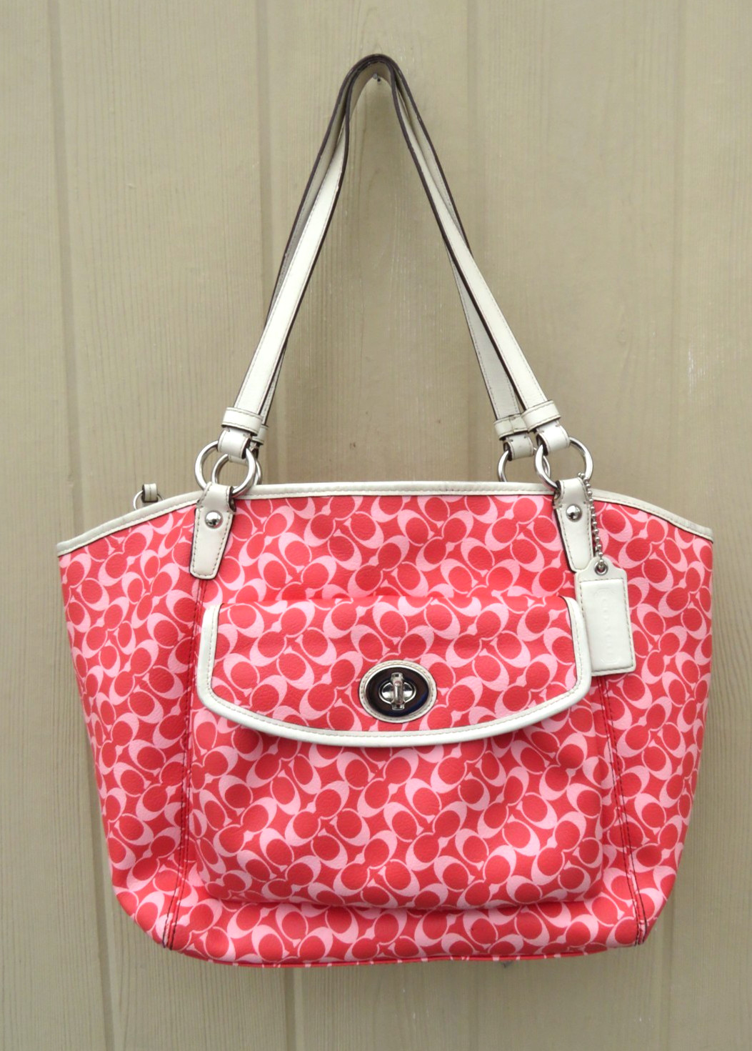 Coach Chelsea Leah Medium Shoulder Tote Bag in Papaya features a signature C