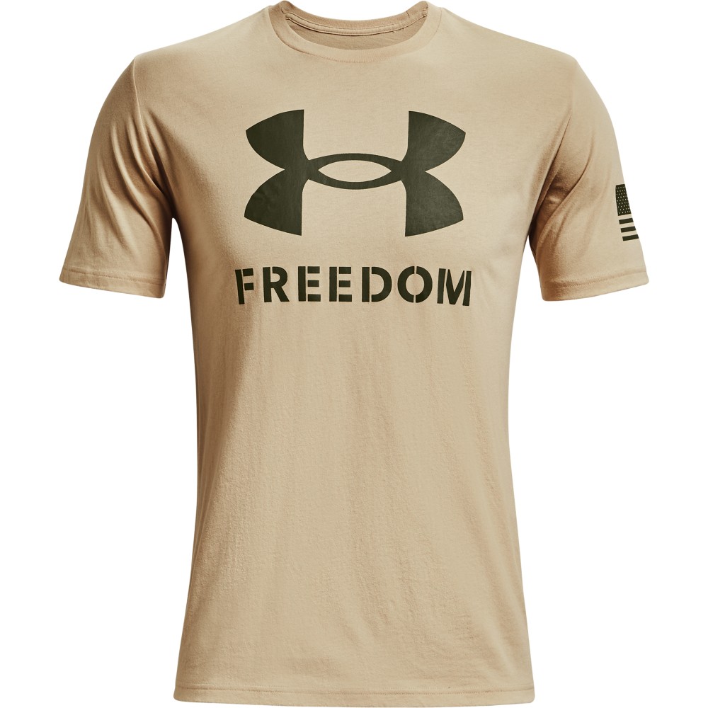 Under Armour 1370811 Men’s UA Freedom Logo T-Shirt, Desert Sand, Small