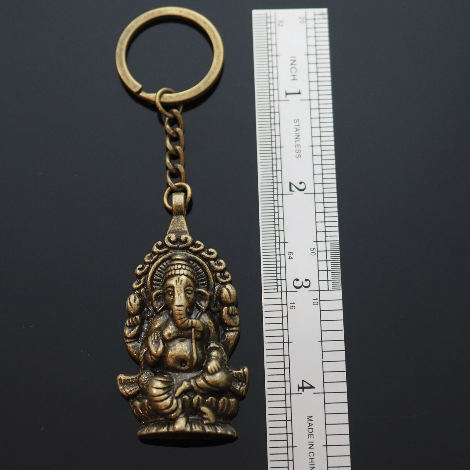 Ganesha Buddha Ganapati Hindu Elephant Shiva Pendants Steel Keychain – Bronze