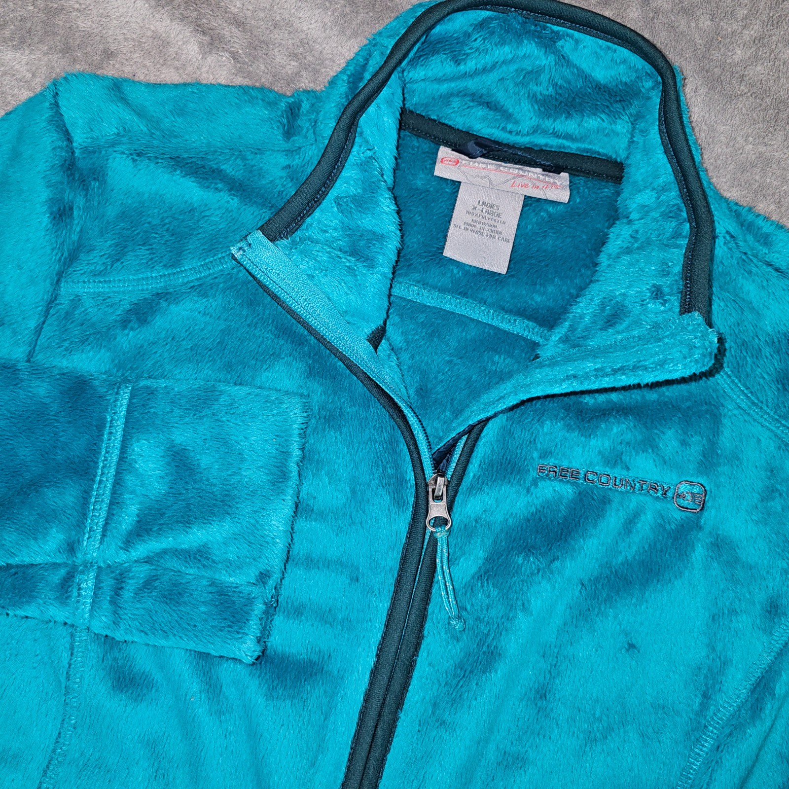 Free Country Womens Teal Full Zip Long Sleeve Fleece Jacket Size XL
