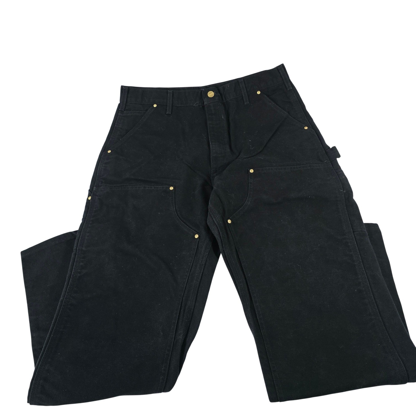 Carhartt B01 BLK Mens Black Double Front Work Dungaree Duck Canvas Pants 36×32