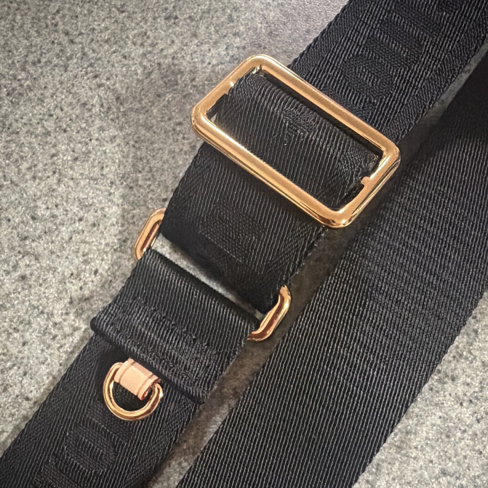 Louis Vuitton Adjustable Logo Strap/Handle Black Beige w/ Gold Buckle Accents