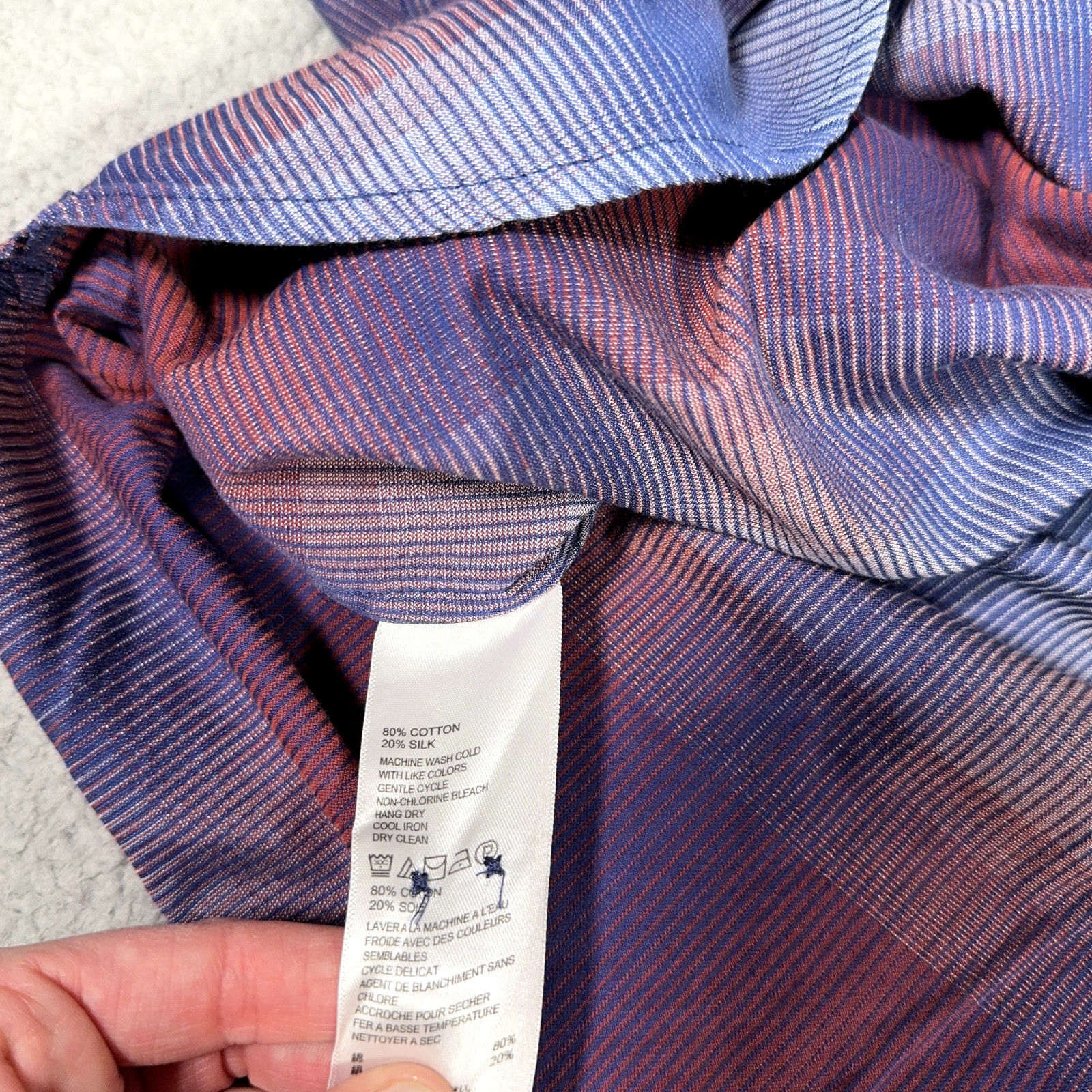 Tommy Bahama Shirt men Large Red Blue purple Ombre Cotton Silk blend Button down