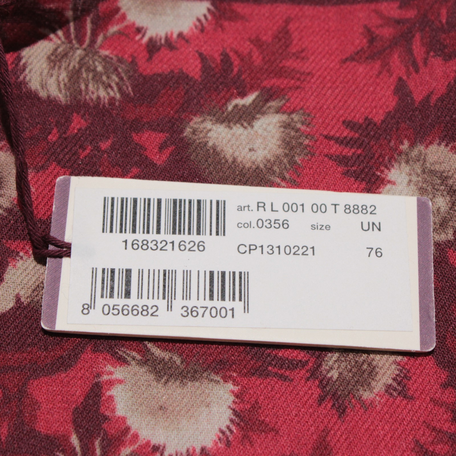 Roda NWT Wool / Silk Blend Pocket Square In Red / Cream / Brown Floral Print