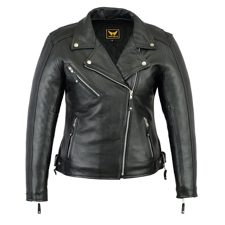 New Women’s Black Biker Style Moto Genuine Soft Cowhide Leather Jacket XS-3XL