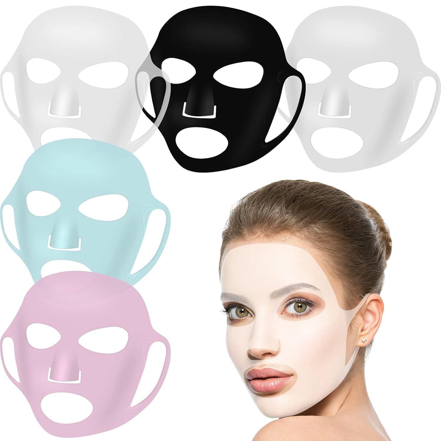 Vibrant 5-Piece Silicone Sheet Mask Covers – Prevent Evaporation & Nourish