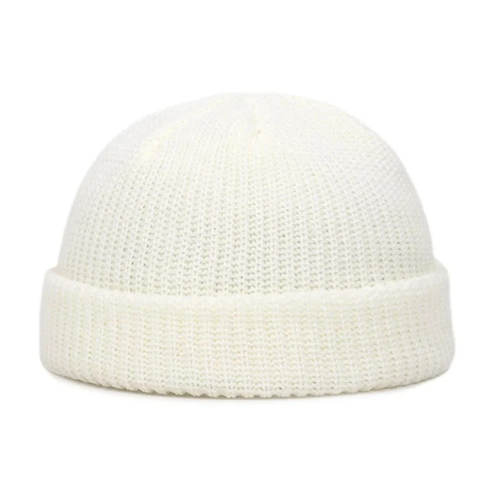 Mini Short Fisherman Beanie Hat Ribbed Docker Winter Warm Knitted Skull Cap cuff