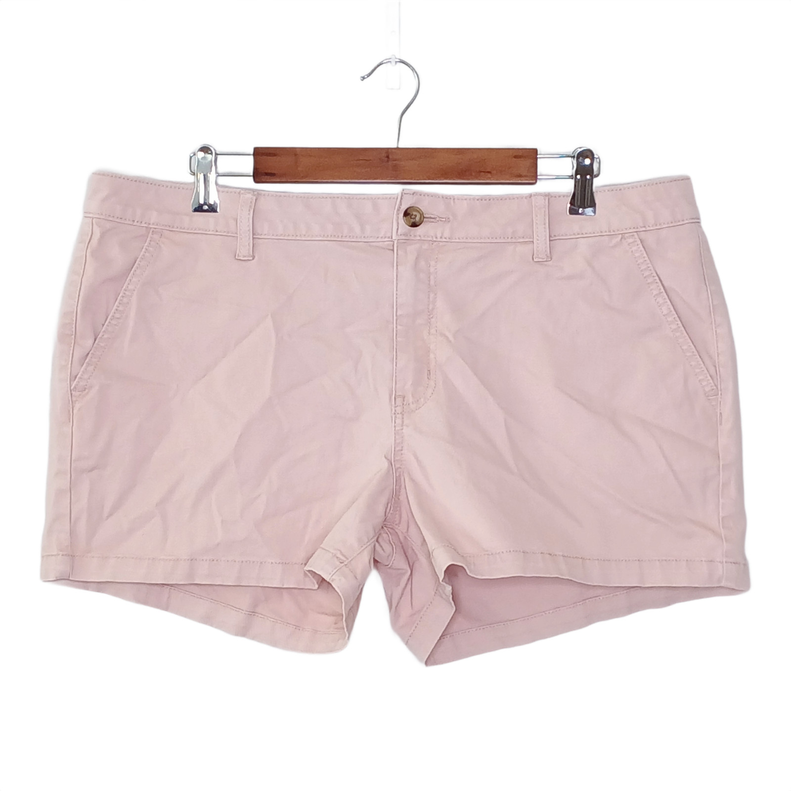 a.n.a womens mid rise twill chino shorts size 16 stretch solid pink shade