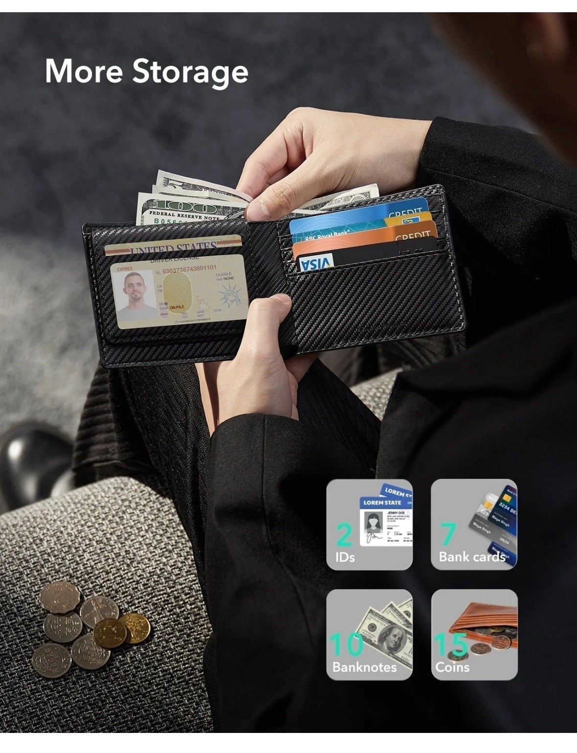 ESR Geo Wallet with Find My, RFID Blocking, GPS Wallet for Men, Wallet Tracker