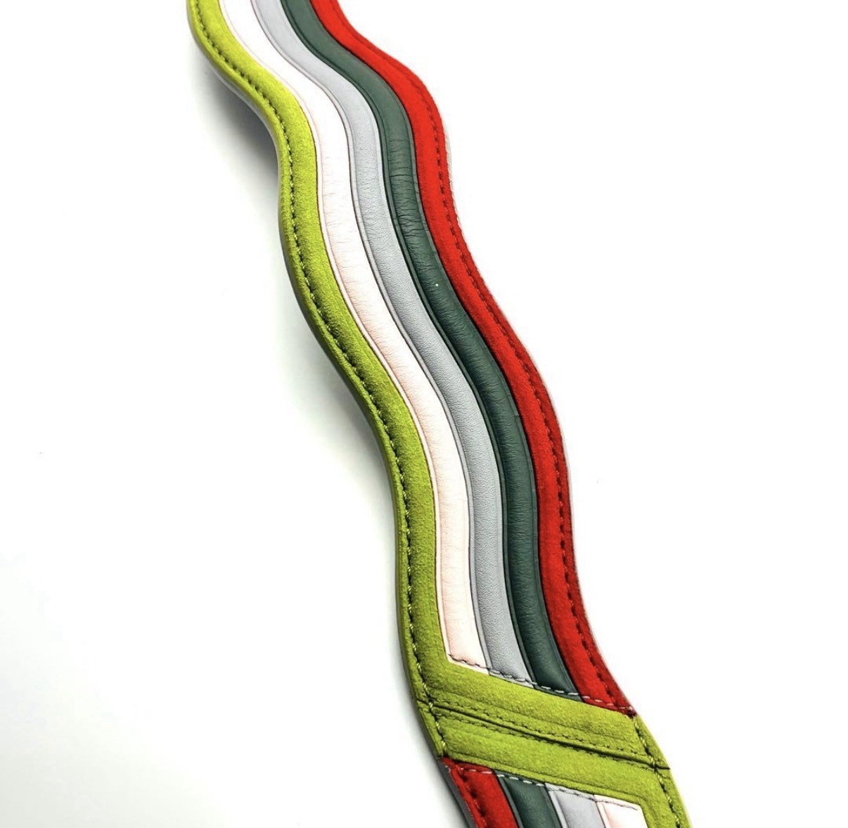 FENDI Strap You Shoulder Strap Wavy Multicolor Suede Leather Silver Authentic