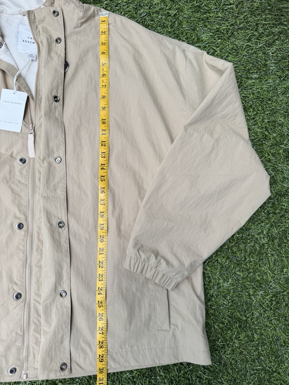 UMen’s Size 2XL Utility Jacket Hooded Tan Khaki Free Assembly Cotton Blend New