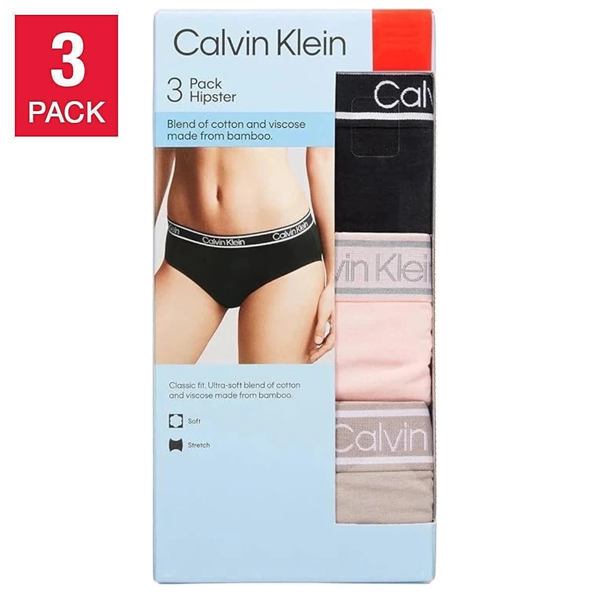 Calvin Klein Ladies Hipster Underwear, size XL (3 Pack) – NWT