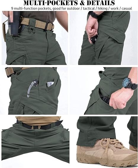 Mens Cargo Pants Work Combat Pants Outdoor Hiking Waterproof Trousers Tactical