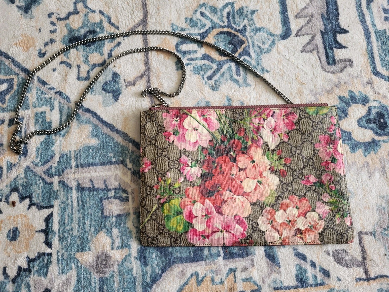 Gucci Rose GG Supreme Canvas Blooms Zip Pouch