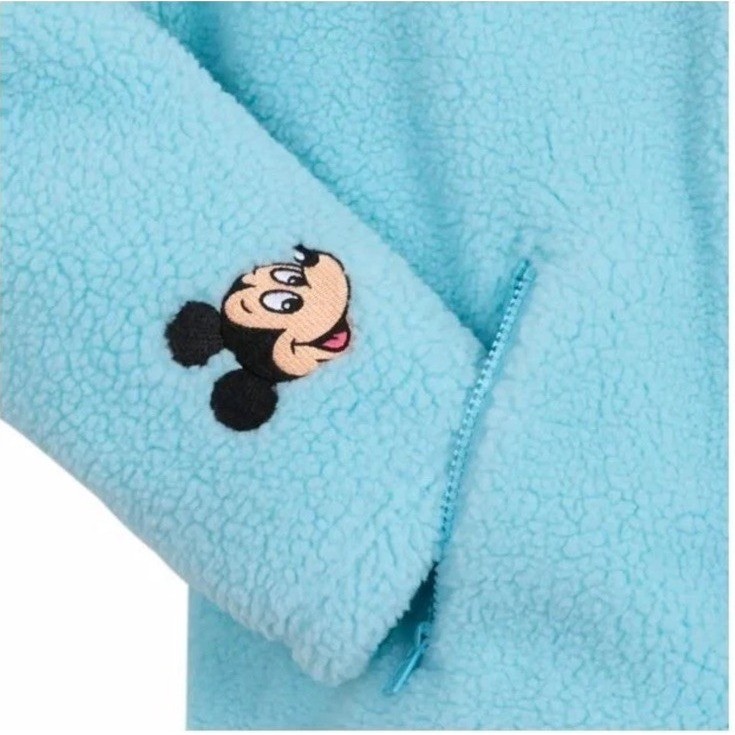 Disney Parks Mickey Mouse Peace Sign Blue Fleece Women’s 3X Sherpa 1/4 Zip NEW
