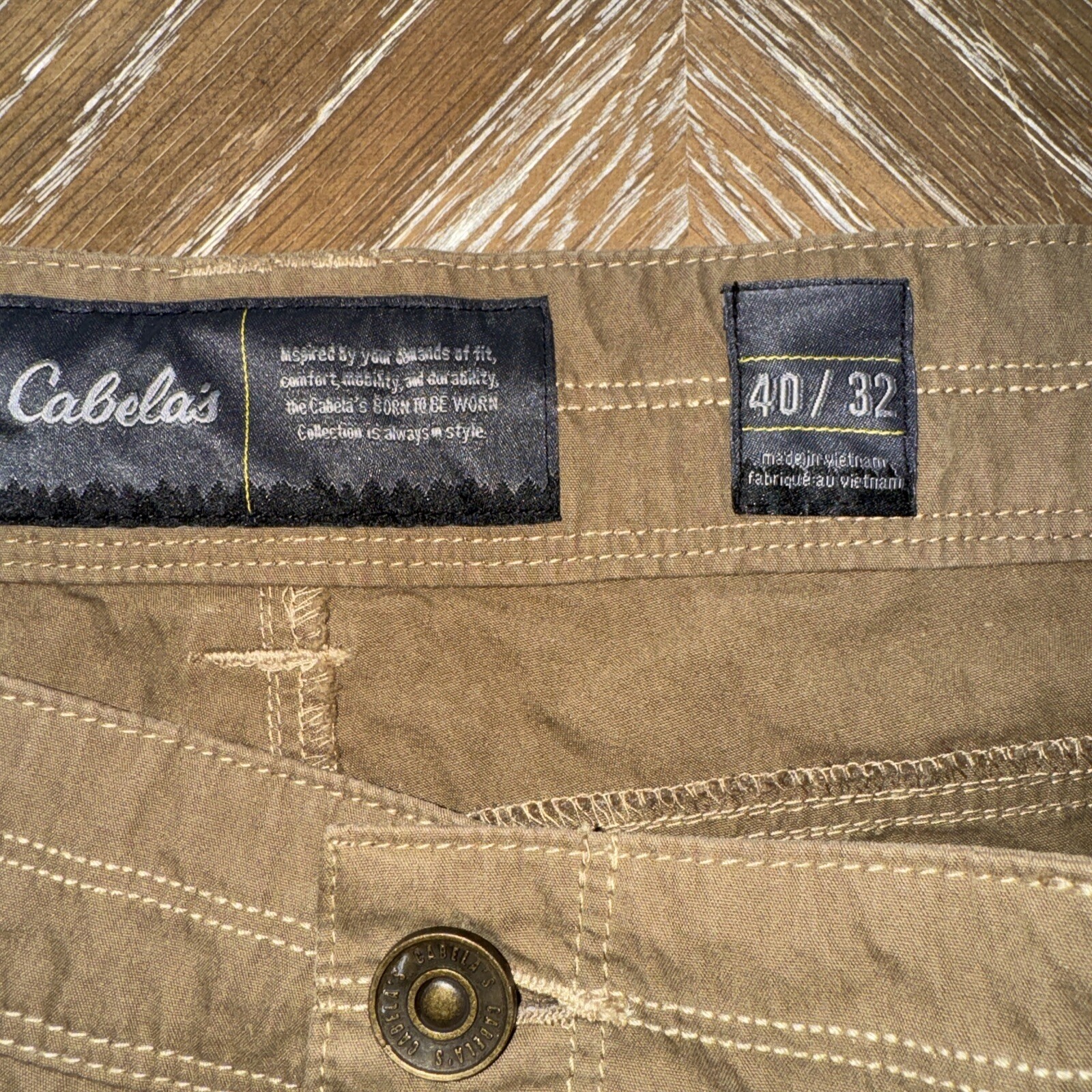 Cabelas 40×32 BROWN 6 Pocket Hiker Cargo Pants Mens Cotton/Nylon/Poly EXCELLENT