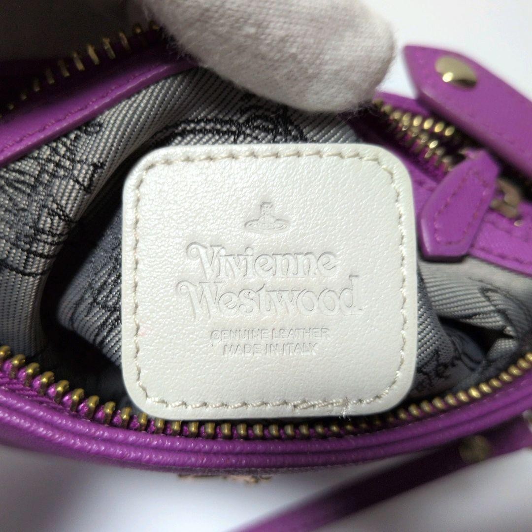 Vivienne Westwood Saffiano Leather Shoulder Bag Orb Purple Square 20cm #FH ZCA