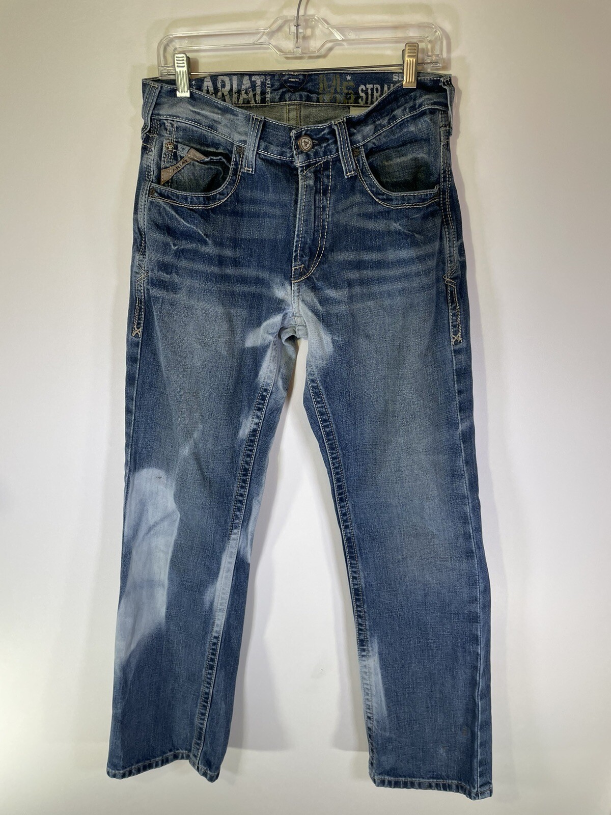 Ariat M5 Slim Straight Leg Jeans Men’s 30 x 32 Grunge Spotted Bleached Denim