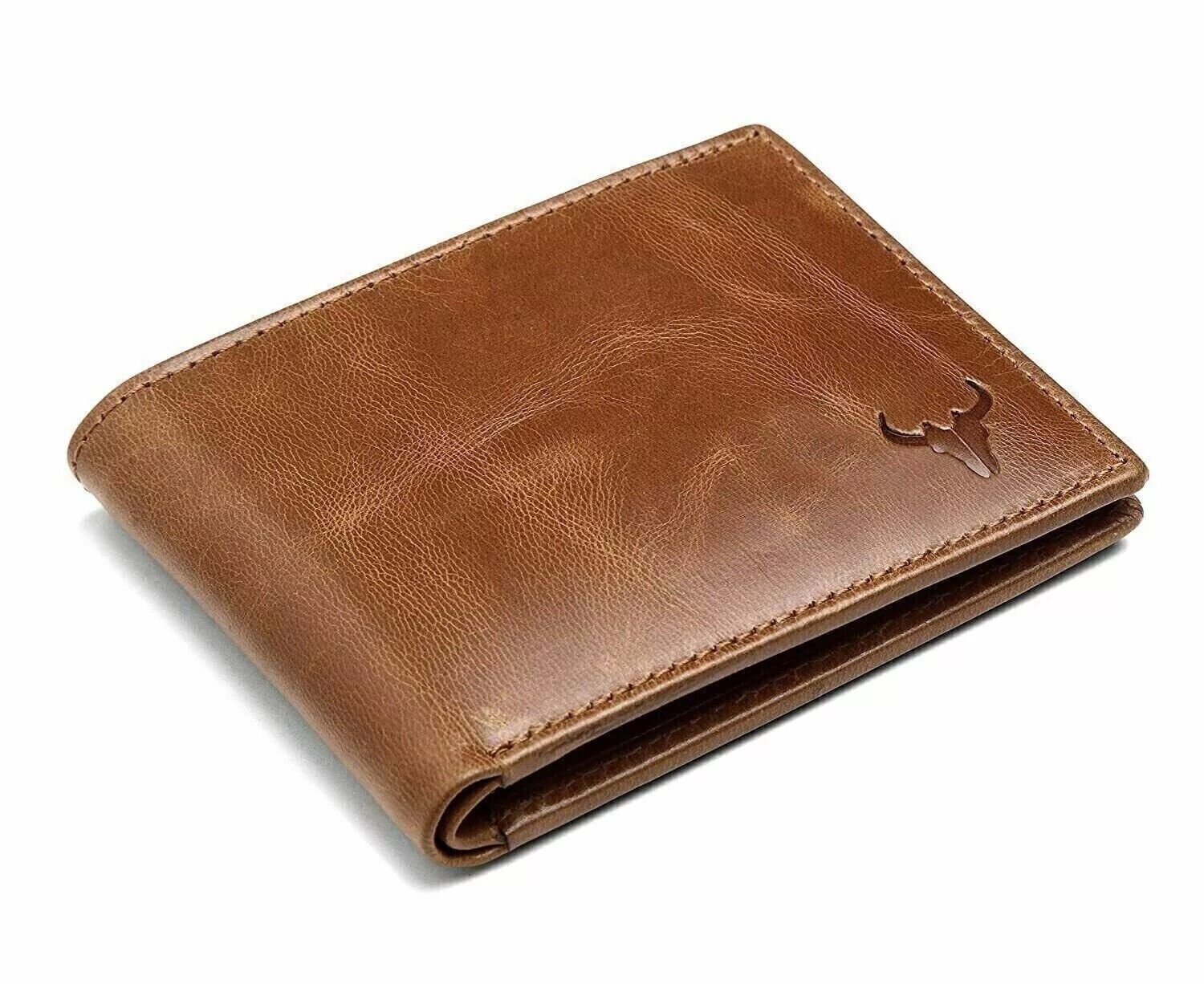 Genuine Leather Bifold Wallets For Men RFID Blocking Slim (MENS BROWN WALLET++)