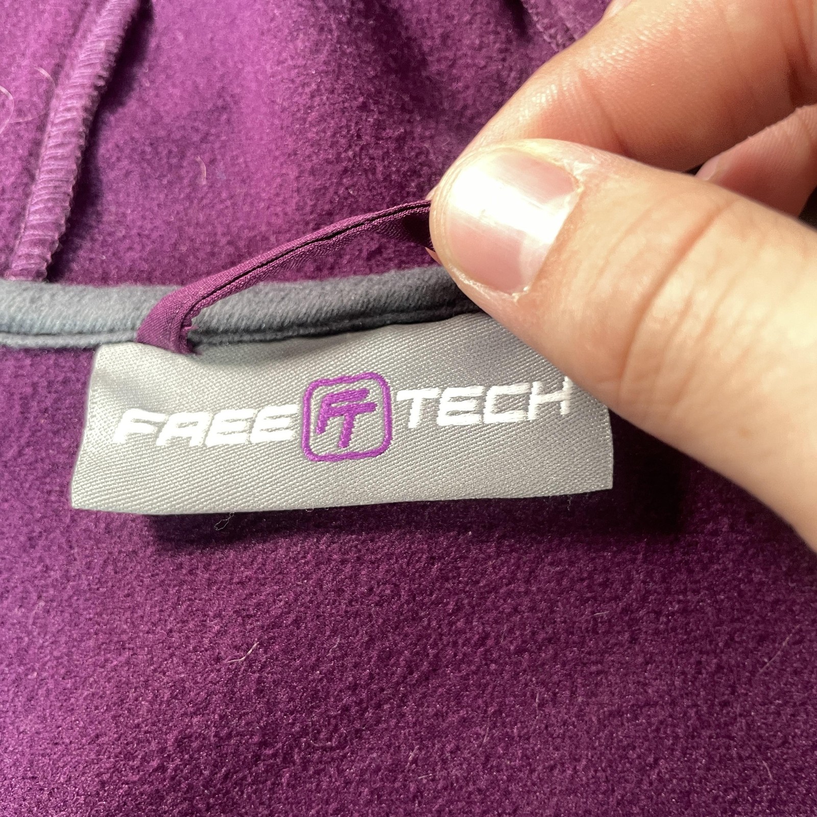 FreeTech Coat Womens XL Purple Softshell Hooded Mid Length Parka Outdoor Hike
