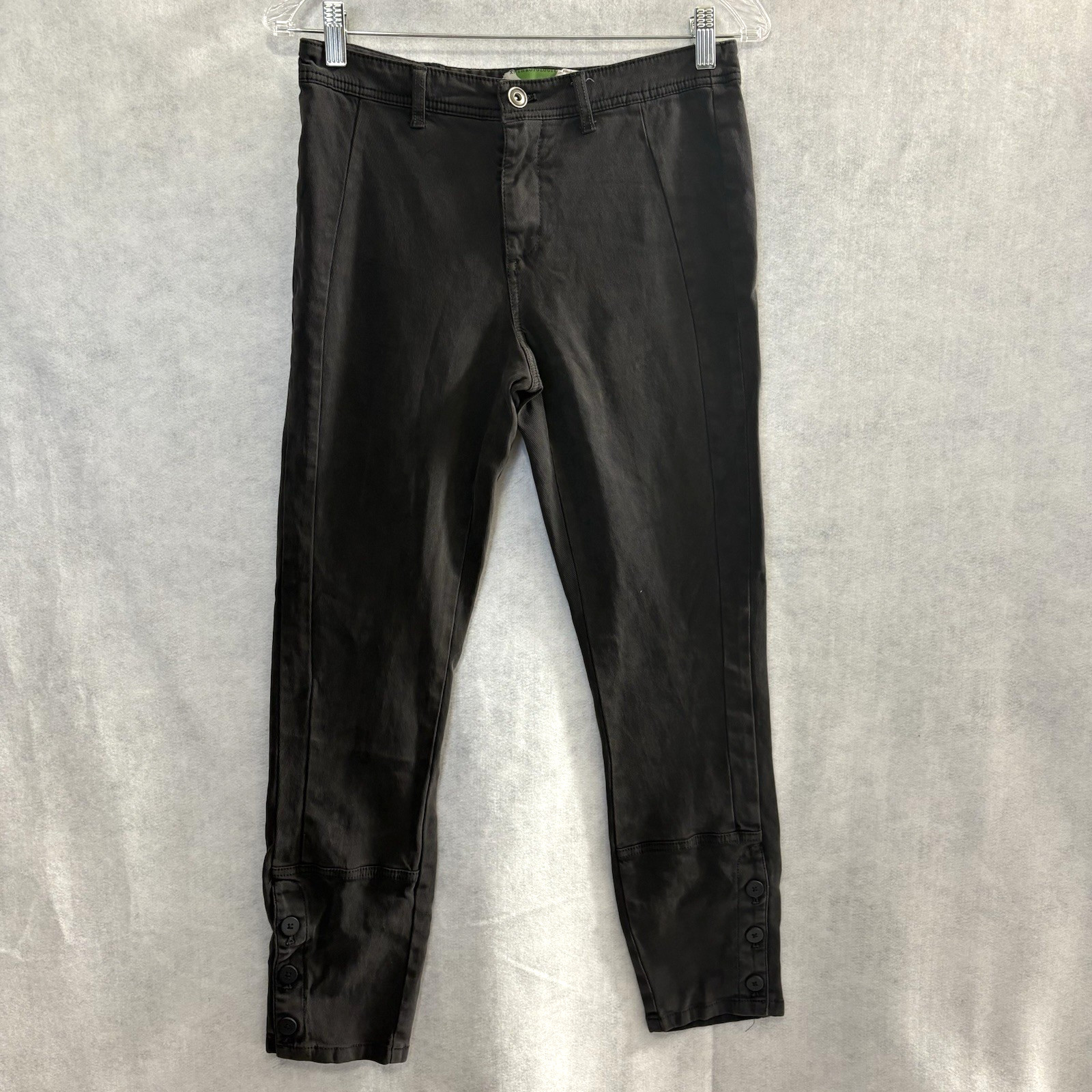 ANTHROPOLIGIE Women Skinny Button Cuff Pants Sz 28/M Black Casual Party 12-8