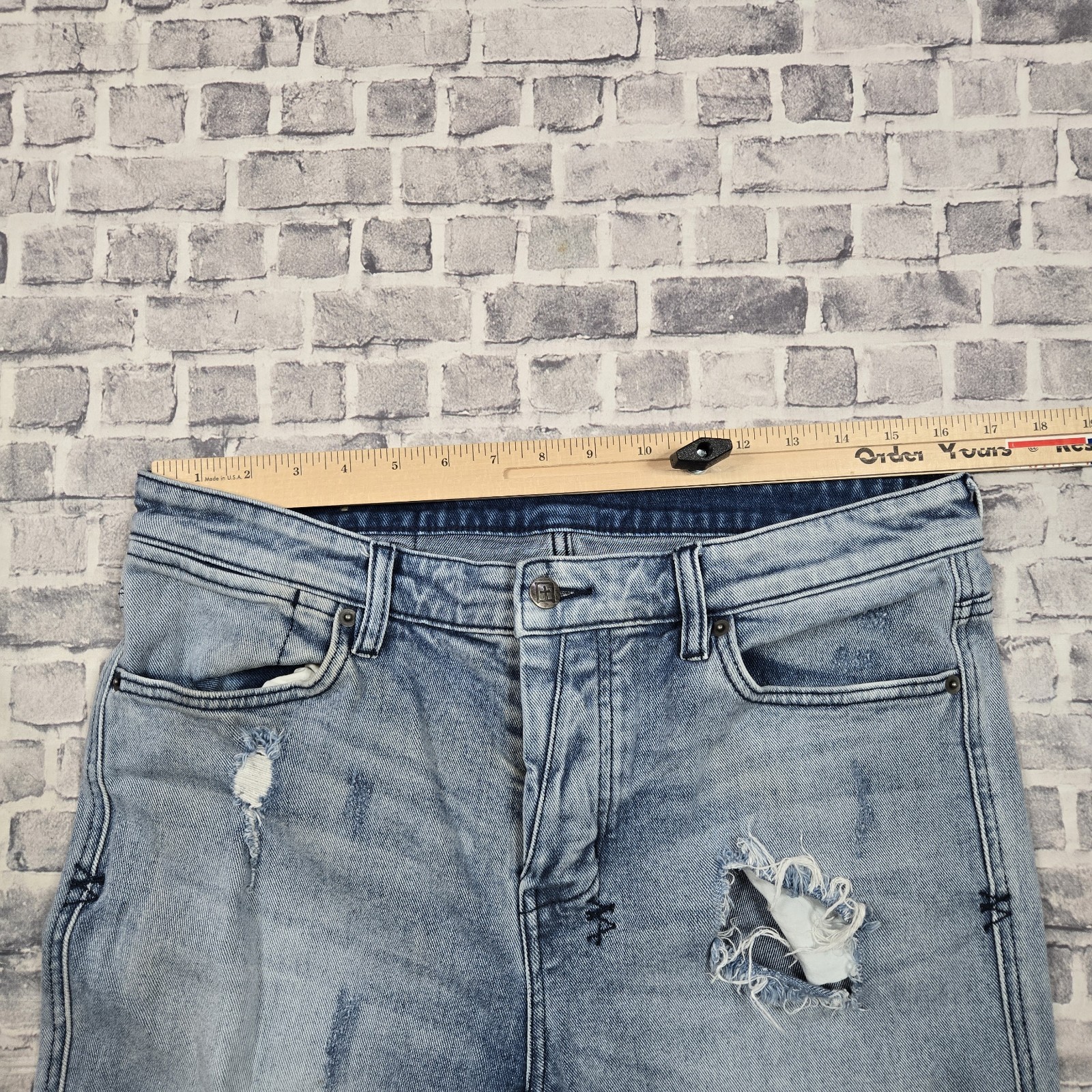 Ksubi Van Winkle Trashed Dreams Stretch Jeans Mens Size 34 Blue 34×32 Distressed