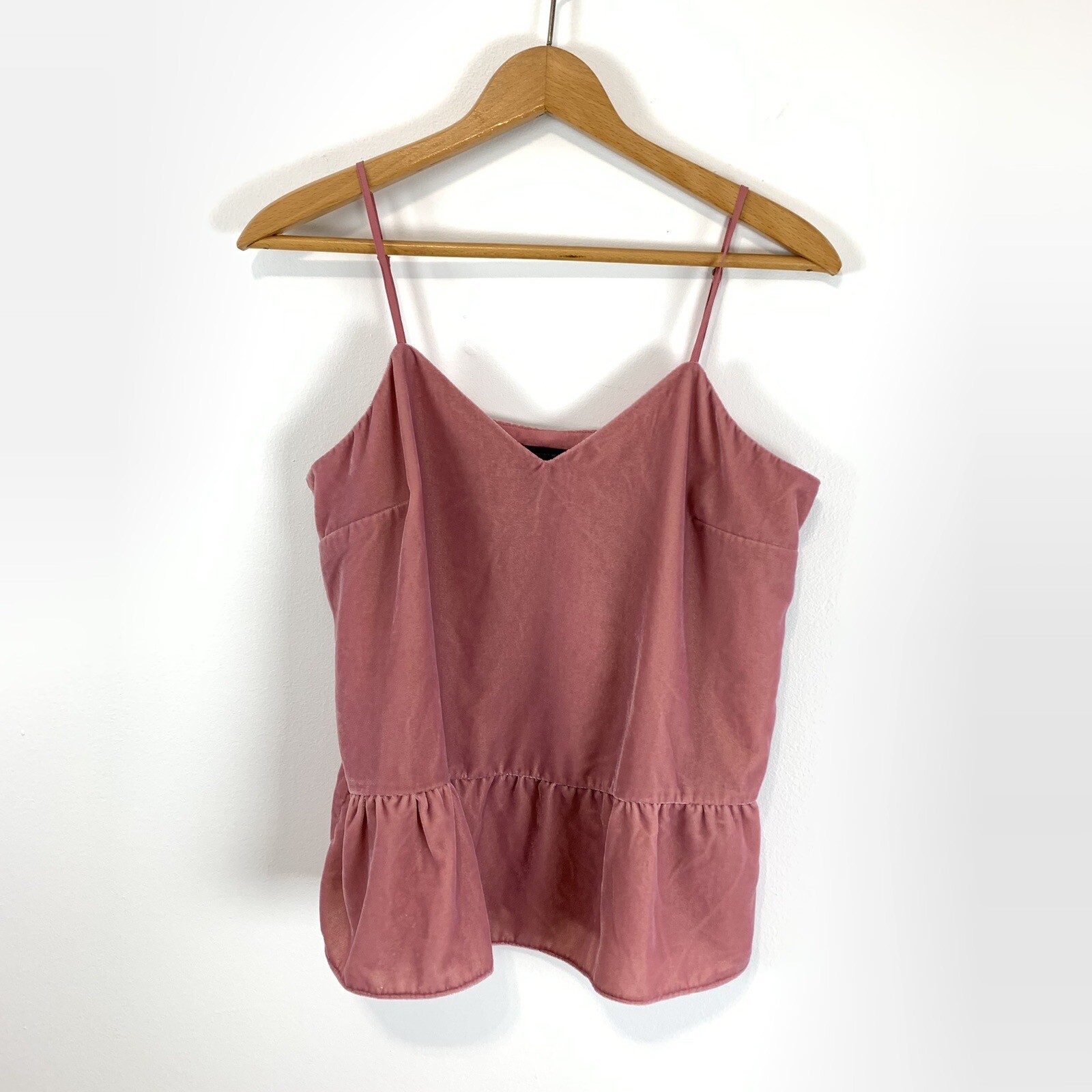 J. Crew Top Size 6 Pink Velvet Peplum Cami Camisole Blouse Ballet Coquette