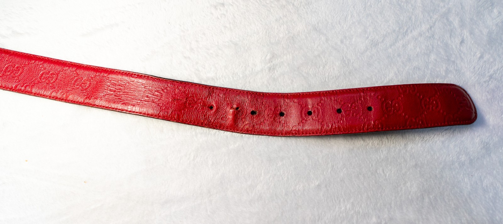 Gucci Guccissima Red Leather Belt Interlocking GG Buckle Size 42 105cm