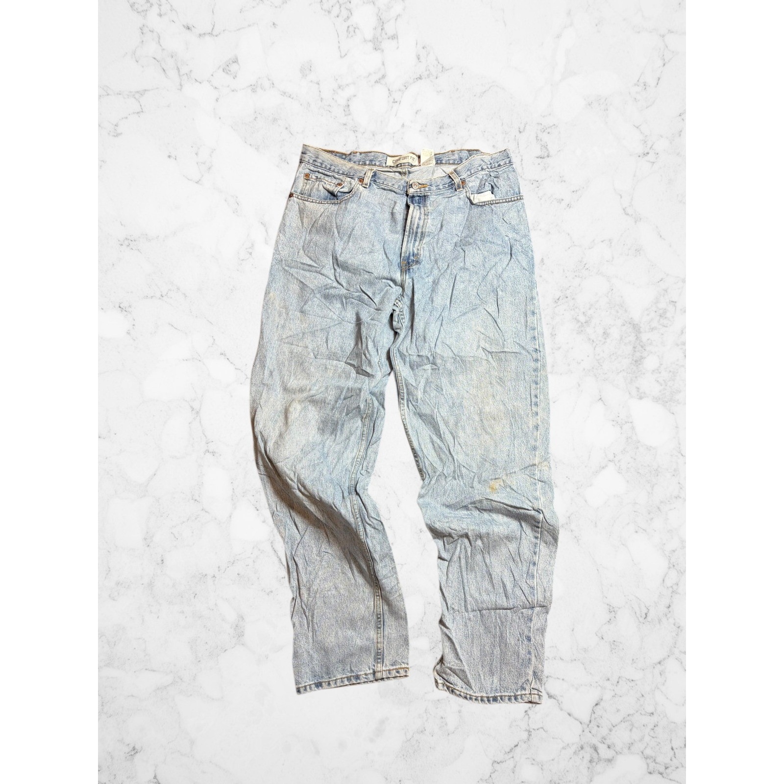 Levis 560 Comfort Fit Jeans Mens 38×34 Light Wash Blue Tapered Leg Denim Vintage