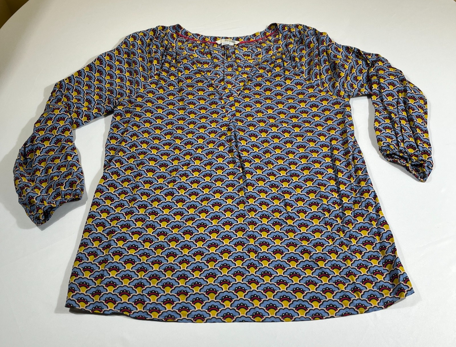Boden Blue Floral Print Cotton Blouse Top Boho Cottagecore US 8 UK 12