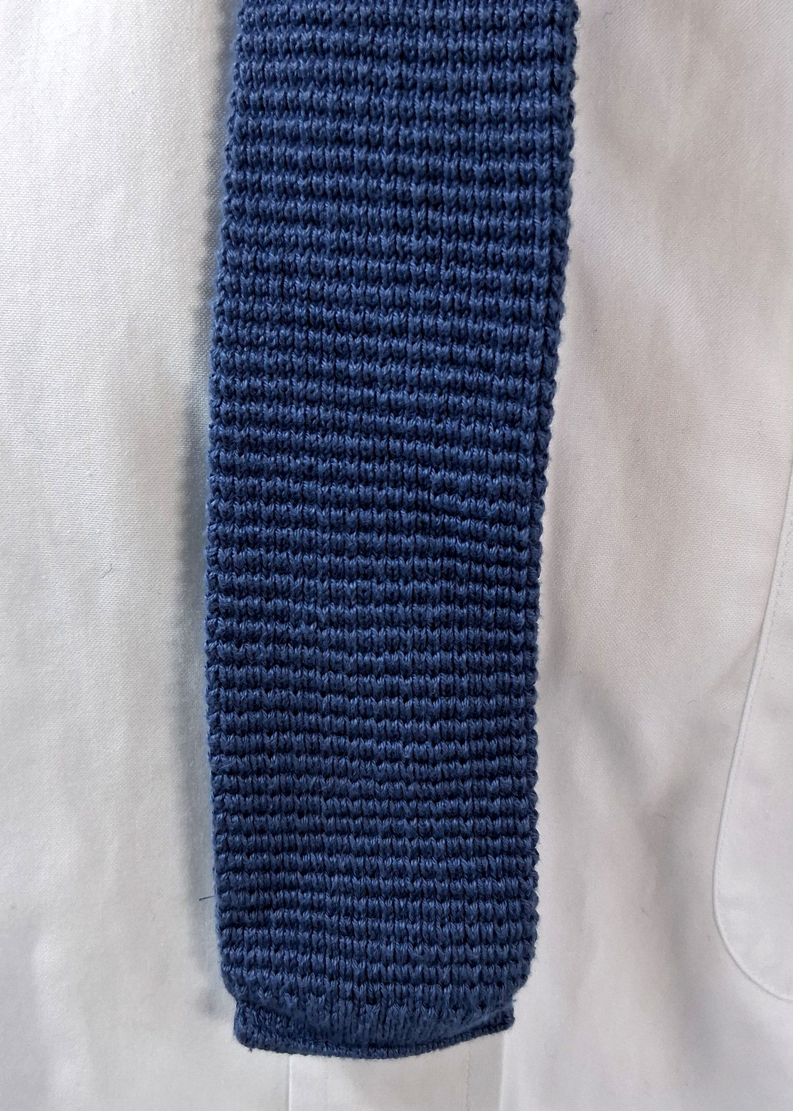 615 Collection Blue Men’s Neck Tie~Skinny Square~100% Lisle Cotton~Made USA~42″L