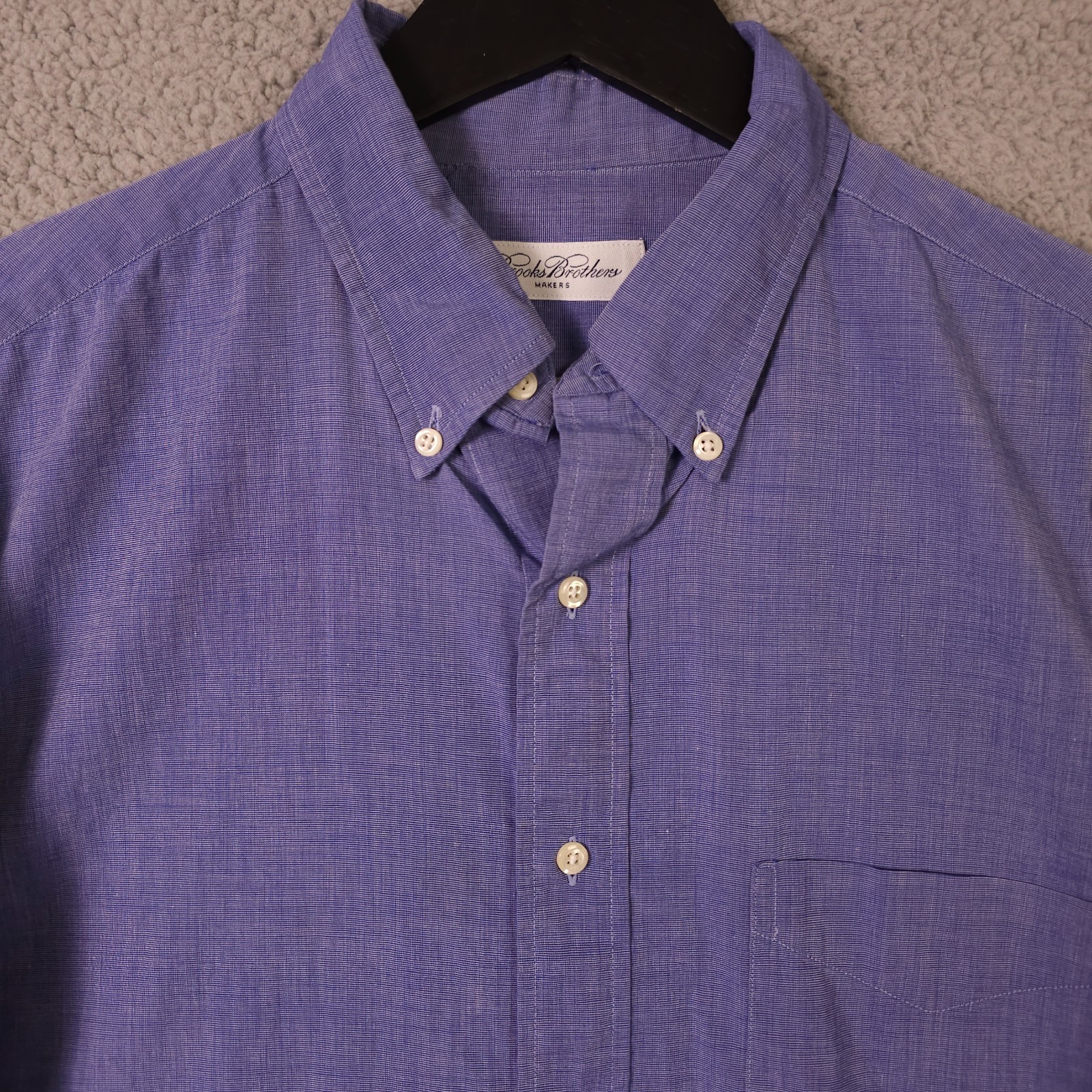 VTG Brooks Brothers Makers Shirt Men 16 1/2 32 Blue Long Sleeve Button Down USA